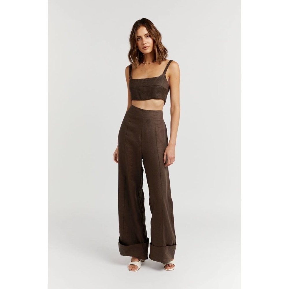 Dissh (NWT) Cleo Dark Chocolate Linen Pant Sze 6